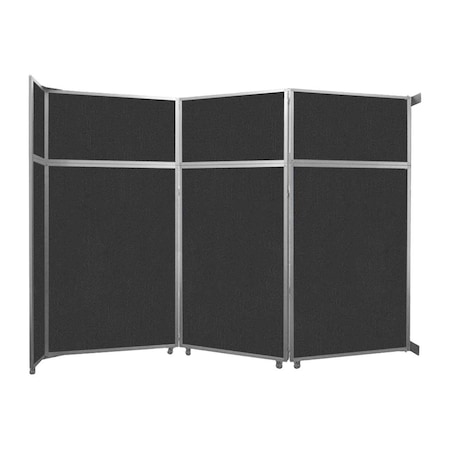 Versare Operable Wall Folding Room Divider 11'9" x 8'5-1/4" Black Fabric 1070302